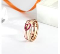 Anello Oro Rosa Anello Rosso Oro Rosa 18 Carati Ruby Creato in Laboratorio Design a Forma di Cuore in Rubino Naturale Numero 26 Solido Non Placcato Moderno per Moglie San Valentino Gioielli