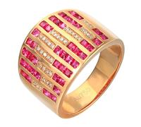 Anello Oro Rosa Anello Rosso Oro Rosa 18 Carati Ruby Creato in Laboratorio Fila di Diamanti con Rubino Rosso da 1,41 CT Numero 17 Solido Non Placcato Moda per Zia Festa Della Mamma Gioielli