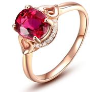 Anello Oro Rosa Anello Uomo Oro 18K Ruby Creato in Laboratorio Ovale Cavo Numero 11 Solido Non Placcato Aggiornamento 3.0 per Lesbica Ringraziamento Gioielli