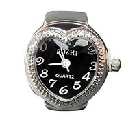 Anello orologio reale per raccontare l'ora Anello orologio orologio vintage Anello tondo grosso Anello regolabile in argento Gioielli per orologi di Locandina Del Signore Degli (Black, One Size)