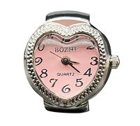 Anello orologio reale per raccontare l'ora Anello orologio orologio vintage Anello tondo grosso Anello regolabile in argento Gioielli per orologi di Locandina Del Signore Degli Anelli (Pink, One Size)