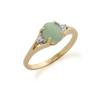 Anello Ovale Classico In Giada E Diamante In Oro Giallo 9 Carati