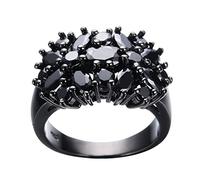 Anello ovale in cristallo con nero alla moda, misura 5, 10, regalo di gioielli per le donne, compleanno, San, anniversario Anelli Di Salto per La Creazione Di Gioielli (Black, B)