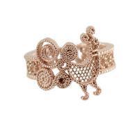 Anello Pavoncella Sarda Argento Rosè Filigrana Fascia Aperta Simbolo Sardegna