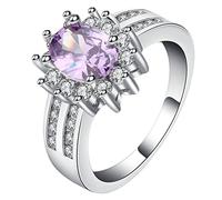 Anello per adolescenti e ragazze, anelli da donna in argento con zirconia ovale intarsiato anelli per le donne di Natale misura 1.5-61.5, Cristallo, Zirconie sintetico