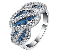Anello per adolescenti e ragazze, anello da donna in argento con pietra intarsiata di zirconi bande per la festa della mamma, misura 11,5-61,5, Cristallo, Zirconie sintetico