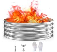 Anello per braciere da 1,5 m, in acciaio zincato, 30,5 cm, resistente, per bruciare legna e caminetto all'aperto, anello resistente al calore con parascintille, per cortile, patio e campeggio