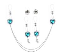 Anello per capezzolo con ciondolo in cristallo, con catena, gioiello per il corpo, per feste, appuntamenti e vacanze al mare, Medio, acciaio inox, Nessuna pietra preziosa