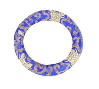 Anello per cuscino di 18 cm in broccato di seta per campane tibetane, cuscino per campane tibetane con ricami eleganti, supporto rotondo e morbido per campane da 7-10 pollici, (Blu)
