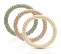 Anello per dentizione in silicone senza BPA, set di 3 morbidi sensoriali giocattolo per dentizione nuovo allevia le gengive regalo nascita ragazza ragazzo anelli morditore ergonomico