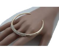 Anello Per Dita Da Donna Grande Oro Bling Mezza Luna Gioielli Bull Nose Taglia 7