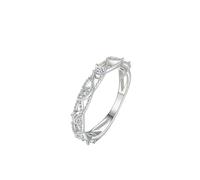 Anello per dito medio, Anillo de Matrimonio para Mujer Foglie Cave con Moissanite Regali di compleanno per le donne, Q 1/2, Platino, Moissanite