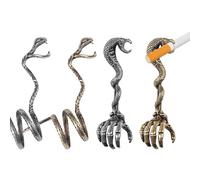 Anello per dito portacigarette a forma di serpente - 4 anelli portacigarette a forma di cobra, accessori gotici per allungare il dito durante la fuma per signore e signori, regali per uomini e donne