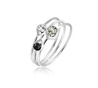 Anello per Donna, argento 925, multicolore, Basic, cristallo grigio taglio brillante