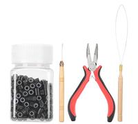Anello per estensione dei capelli in silicone Kit di strumenti per estensione dei capelli professionale con pinza curva Ago per tirare l'ago per realizzare parrucche Estensioni