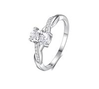 Anello per gioielli alla moda, anello da donna con pollice di Möbius ritorto 1 carati, moissanite 18 carati, oro bianco 18 carati, misura 57 (18,1)