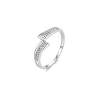 Anello per gioielli alla moda, anello di fidanzamento, ali d'epoca con moissanite argento bianco 18 carati, misura 17 (18,1)