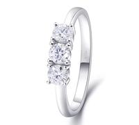 Anello per gioielli alla moda, anello per matrimonio, tre moissanite, oro bianco 18 carati, regalo di ringraziamento, 13 (16,9), Oro bianco 18 carati (750), Moissanite
