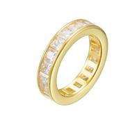Anello per gioielli, anelli da donna con dita piccole, eternità con taglio quadrato, moissanite 9 K, oro giallo 9 K, misura 50 (15,9)