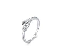 Anello per gioielli in argento 1,5 mm, semplice a tre pietre, misura per zia popolare, 59, Argento sterling, Zirconia cubica