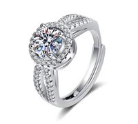Anello per il suo fidanzato, anello da donna solitario oro bianco argento 14 carati diamante da laboratorio rotondo con pietra preziosa, taglia da donna per lesbiche capodanno gioielli, 10, Oro bianco