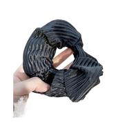 Anello per intestino a forma di maiale pieghettato a righe di colore semplice a tinta unita (nero)