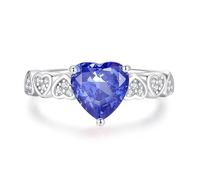Anello per la migliore amica, da donna, tansanite a forma di cuore da 3 carati con moissanite, in oro bianco 14 carati, misura 57 (18,1)