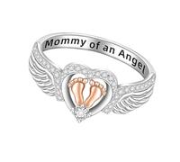 Anello per la perdita di bambini, anello per la mamma di un angelo, anello per lutto per bambini, per madri, anello ricordo, elegante anello commemorativo con impronta di cuore, squisito ed elegante