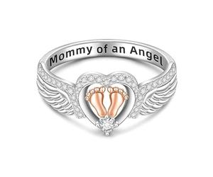 Anello per l'aborto spontaneo - Perdita di bambini in argento | Impronta Perdita di gravidanza gioielli | Ornamento commemorativo a cuore per bambino | Squisito elegante d'angelo ragazza, 9
