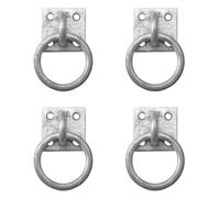 Anello per legare su piastra, resistente, zincato, 30 mm x 35 mm, confezione da 4 (zincati) per cani, cavalli, fieno, rete da legare