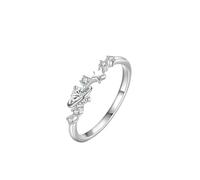 Anello per nocche, anelli da donna vintage con stella e terra con moissanite rotonda, regali per le donne, Q 1/2, Platino, Moissanite