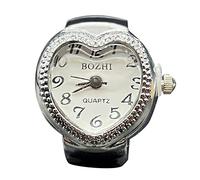 Anello per orologio reale per dire l'ora orologio anello rotondo anello grosso argento anello regolabile moda gioielli e anelli per le donne, Misura unica, Metallo, Nessuna pietra preziosa