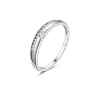 Anello per partner in oro bianco 9 K/14 carati, con pietre intarsiate, anello di fidanzamento da donna, 12 (16,6), metallo prezioso, Moissanite