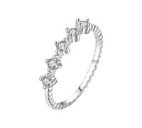 Anello per partner in oro bianco 9 K/14 carati Moissanite, 2 x 2 mm, con pietre intarsiate, 49 (15.6), metallo prezioso, Moissanite