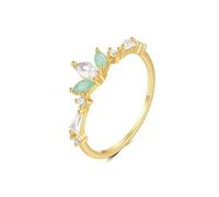 Anello per partner in oro giallo 9 carati Moissanite bianco fede nuziale, fede nuziale, con pietre intarsiate floreali, misura 17 (18,1)