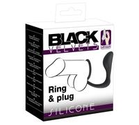 Anello per pene/testicoli con plug anale, Black Velvets 1 pz Dilatator