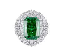 Anello per proposta di matrimonio, 8,5 Ct Laboratorio smeraldo e moissanite oro bianco 18 carati, misura 50 (15,9)