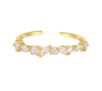 Anello per proposta di matrimonio, fedi nuziali, vintage, impilabile, anello aperto, regolabile, con taglio marchese moissanite oro giallo, oro giallo 9 K, Moissanite