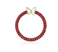 Anello per pulsante di accensione, accessorio decorativo per auto in cristallo, per avvio senza chiave, con diamante, farfalla con un clic, anello decorativo (rosso)