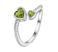 Anello per ragazze 925 Sterling Birthstone Anelli per le donne regolabile Anello a cuore aperto mese per compleanno gioielli amore al primo anello, A, lega di alluminio, Non pietra preziosa