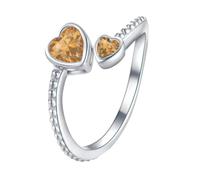 Anello per ragazze 925 Sterling Birthstone Anelli Per Le Donne Regolabile Aperto Cuore Anello Mese Per Compleanno Gioielli Sorelle Anello, A, lega di alluminio, Non pietra preziosa