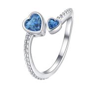 Anello per ragazze Anelli in argento sterling 925 con pietre portafortuna per le donne Anello a cuore aperto regolabile Costellazione Fascia per mese per ragazze adolescenti Migliori Anelli Al (L, A)