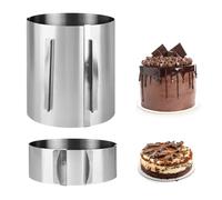 Anello per torta alto 20 cm e 6 cm, in acciaio inox, regolabile (diametro 16-30 cm), anello per torta in acciaio inox, resistente al calore, 2 stampi per torte per cucine, ristoranti, negozi di torte
