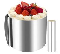 Anello per torta alto 20 cm regolabile + pellicola per bordo torta 20 x 1000 cm - regolabile Ø 16 - 30 cm in acciaio inox - anello per torta rotondo regolabile - anello professionale per torte