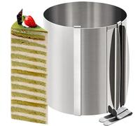 Anello per torta regolabile, altezza 20 cm, anello per torta in acciaio inox, regolabile, larghezza 16-30 cm, altezza 20 cm, scala incisa e clip di fissaggio per torte a strati, preparazione di torte,