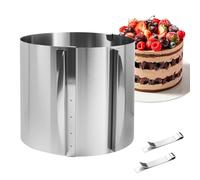 Anello per torte,anello per torte regolabile in acciaio inossidabile con due clip di fissaggio. Lo stampo torta è alto 15 CM e può essere regolato telescopicamente tra 16 e 30 CM, con scala