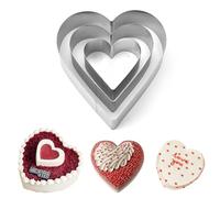 Anello per Torte, Set di 3 Coppapasta Cuore Acciaio Inox Stampi per Torte, Stampo Torta Cuore Ø 10/15/20, Tagliapasta Anello per Pasticceria Dessert