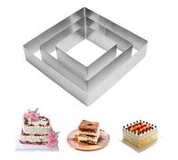 Anello per Torte, Set di 3 Coppapasta Quadrato Acciaio Inox Stampi per Torte, Stampo Torta Quadrato Ø 10/15/20, Tagliapasta Anello per Pasticceria Dessert
