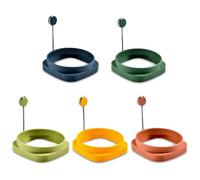 Anello per uova, 5 pezzi Anelli per uova in silicone Anello per fornello fritto antiaderente Stampo per fornello quadrato Resistente al calore Shaper con manico Anelli per frittura di Mcmuffins, per