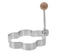 Anello per Uova a Forma di Fiore in Acciaio 316, Argento | Stile Creativo, Facile da Sformare, Legno Incluso, per Colazione Sana, Uso Sicuro in Cucina